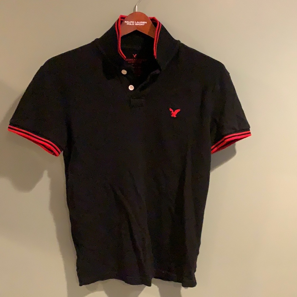 American eagle XS extra small polo black red shortsleeved BRAND NEW classic fit